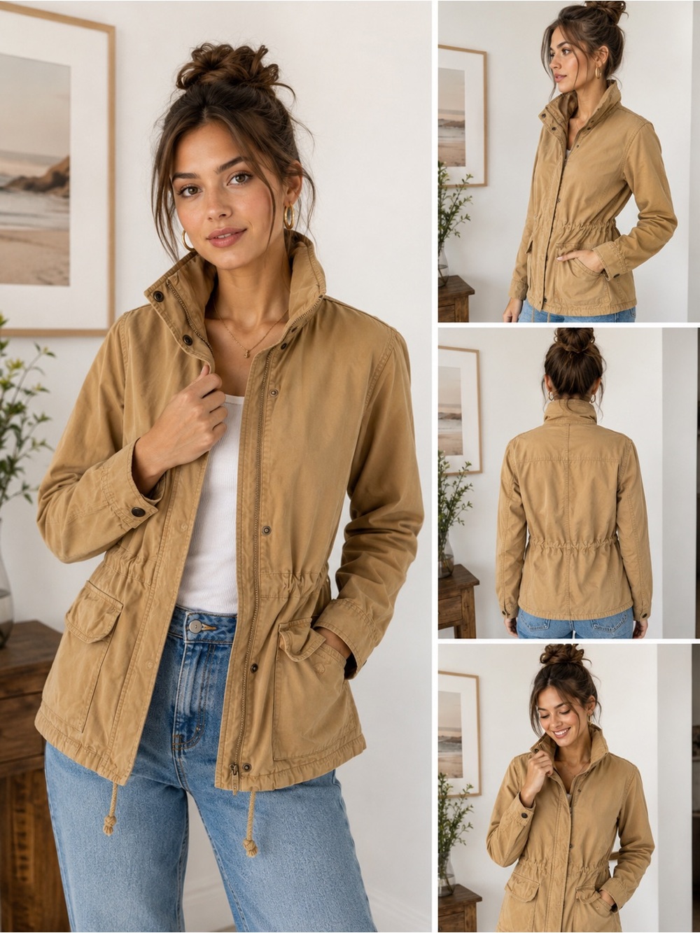 Madewell Tan Drawstring-Waist Utility Jacket
